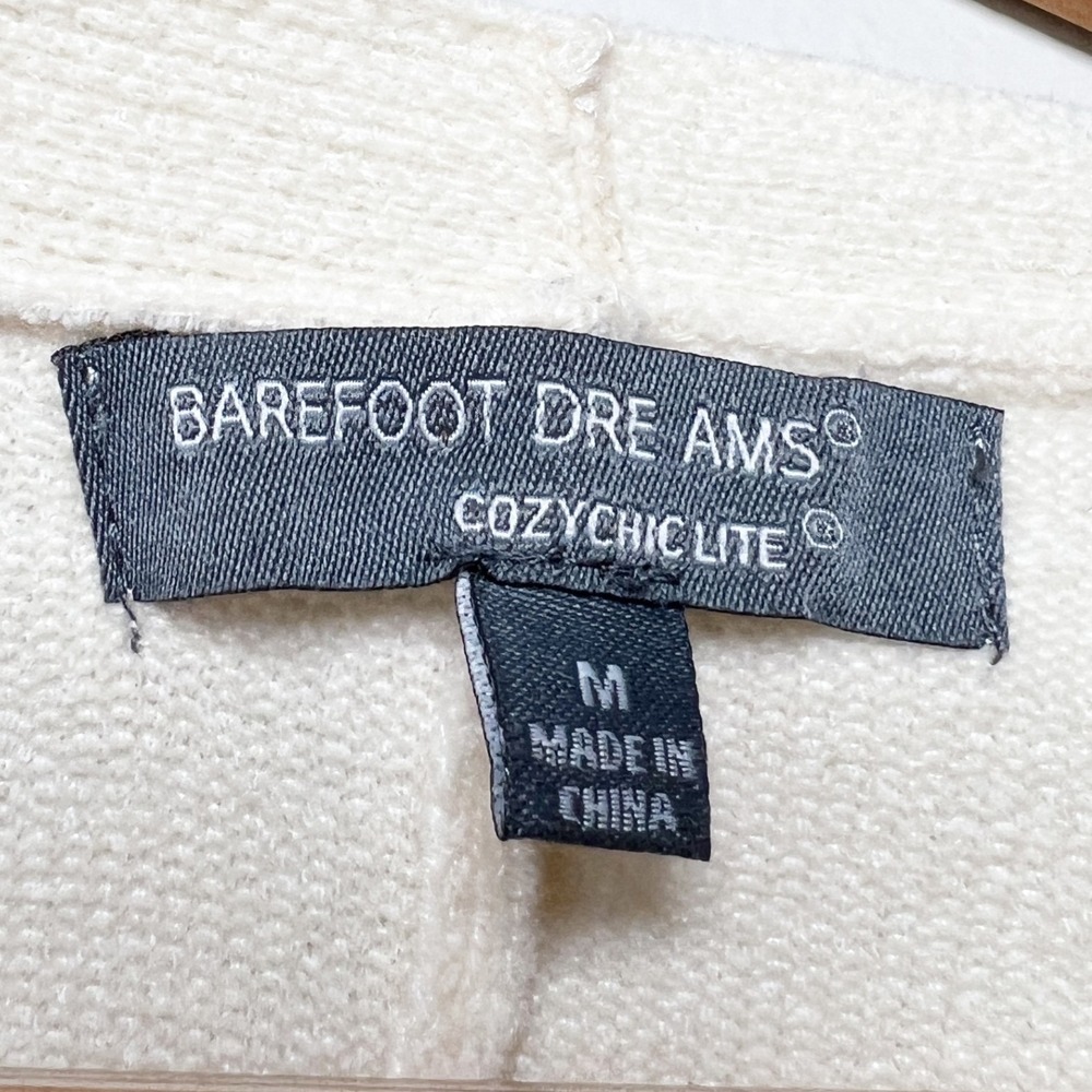 Barefoot Dreams CozyChic Womens Cardigan Cream Button 3/4 Sleeve Pockets Size M - Picture 7 of 8